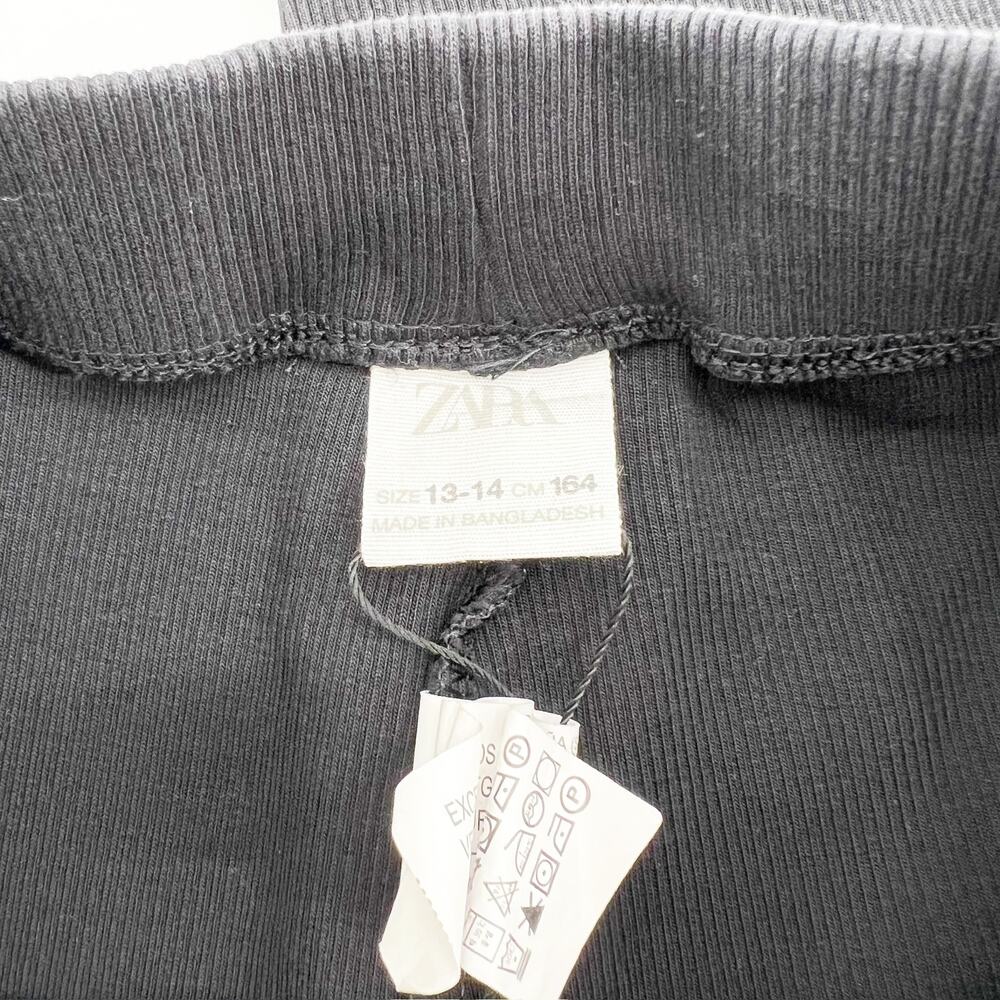Zara‎ Kids Girls Black Ribbed Leggings 14 - Picture 4 of 5